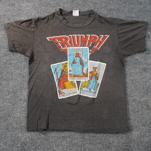 Triumph Band T-Shirt Mens Medium Gray 1986 Tarot Cards Single Stitch Vintage